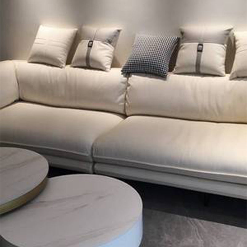 Modern Stain-Resistant Faux Leather Sofa Square Arm Sectional for Apartment Clearhalo 'furn' 'furn_sectionals' 'Furniture' 'furniture_sectionals' 'Living Room Furniture' 'Sectionals' 4909528