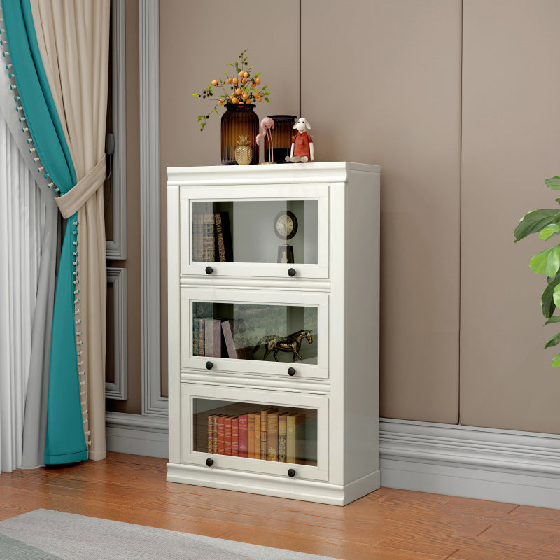 12.80"W Bookcase Contemporary Style Solid Wood Bookshelf for Home Office with Doors 23.6"L x 12.8"W x 47.6"H White Clearhalo 'Bookcases' 'furn' 'furn_bookcases' 'Furniture' 'furniture_bookcases' 'Office Furniture' 4909549