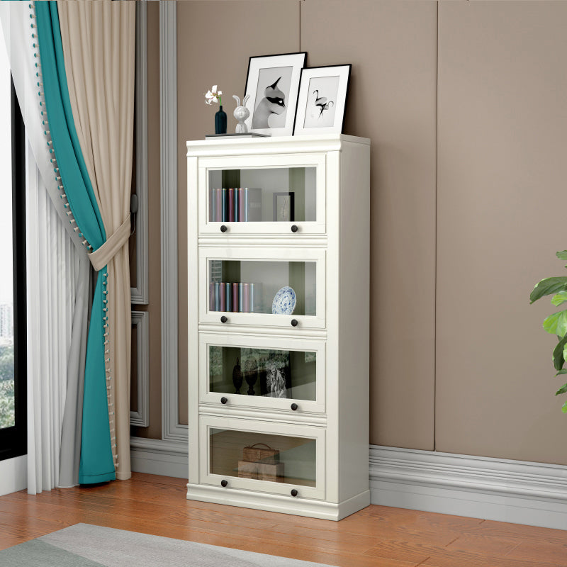 12.80"W Bookcase Contemporary Style Solid Wood Bookshelf for Home Office with Doors 31.5"L x 12.8"W x 62.2"H White Clearhalo 'Bookcases' 'furn' 'furn_bookcases' 'Furniture' 'furniture_bookcases' 'Office Furniture' 4909555