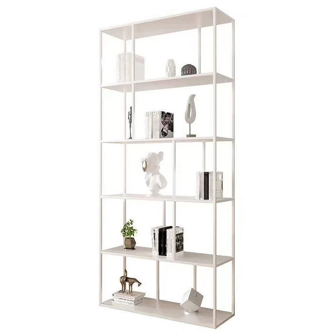 Metal Iron Etagere Bookshelf Contemporary Vertical Open Bookcase 31"L x 10"W x 71"H White Clearhalo 'Bookcases' 'furn' 'furn_bookcases' 'Furniture' 'furniture_bookcases' 'Office Furniture' 4909565