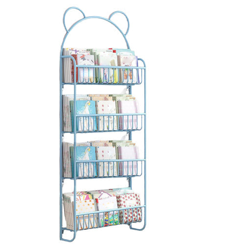 Contemporary Wall Mounted Bookshelf Metal Closed Back Bookcase for Home 20.9"L x 4.3"W x 56.3"H Blue Clearhalo 'Bookcases' 'furn' 'furn_bookcases' 'Furniture' 'furniture_bookcases' 'Office Furniture' 4909588