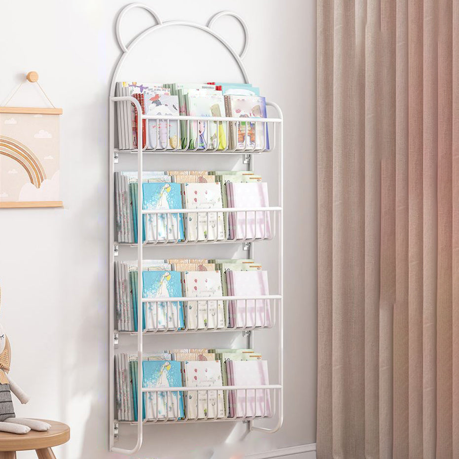 Contemporary Wall Mounted Bookshelf Metal Closed Back Bookcase for Home 26.4"L x 4.3"W x 60.2"H White Clearhalo 'Bookcases' 'furn' 'furn_bookcases' 'Furniture' 'furniture_bookcases' 'Office Furniture' 4909600