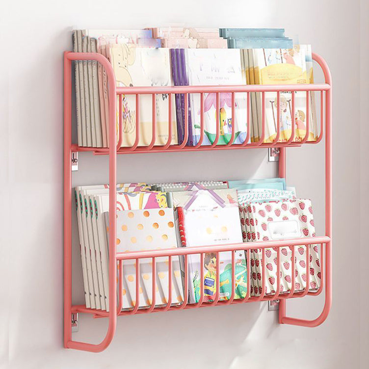 Contemporary Wall Mounted Bookshelf Metal Closed Back Bookcase for Home 20.9"L x 4.3"W x 20.1"H Pink Clearhalo 'Bookcases' 'furn' 'furn_bookcases' 'Furniture' 'furniture_bookcases' 'Office Furniture' 4909602