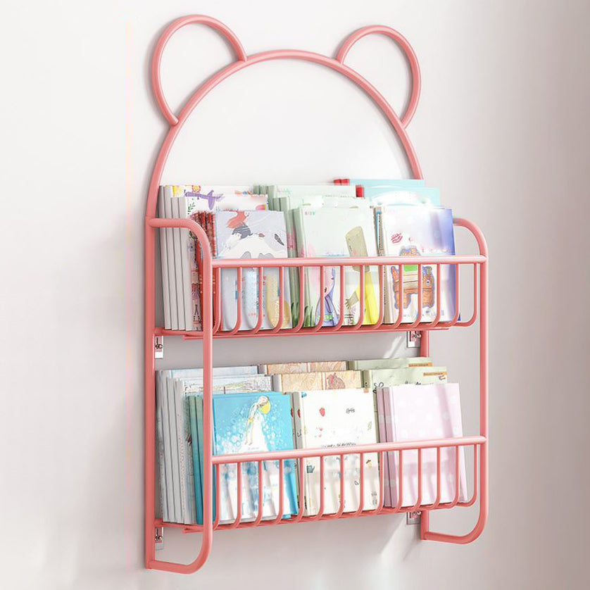 Contemporary Wall Mounted Bookshelf Metal Closed Back Bookcase for Home 20.9"L x 4.3"W x 30.3"H Pink Clearhalo 'Bookcases' 'furn' 'furn_bookcases' 'Furniture' 'furniture_bookcases' 'Office Furniture' 4909603