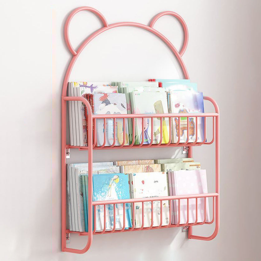 Contemporary Wall Mounted Bookshelf Metal Closed Back Bookcase for Home 26.4"L x 4.3"W x 34.3"H Pink Clearhalo 'Bookcases' 'furn' 'furn_bookcases' 'Furniture' 'furniture_bookcases' 'Office Furniture' 4909604
