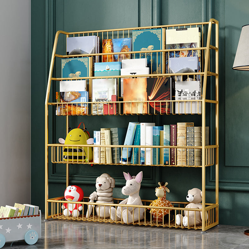 Office Closed Bookshelf Modern Metal Bookcase with Rectangle Shelves 37.4"L x 9.8"W x 43.3"H Gold Clearhalo 'Bookcases' 'furn' 'furn_bookcases' 'Furniture' 'furniture_bookcases' 'Office Furniture' 4909611