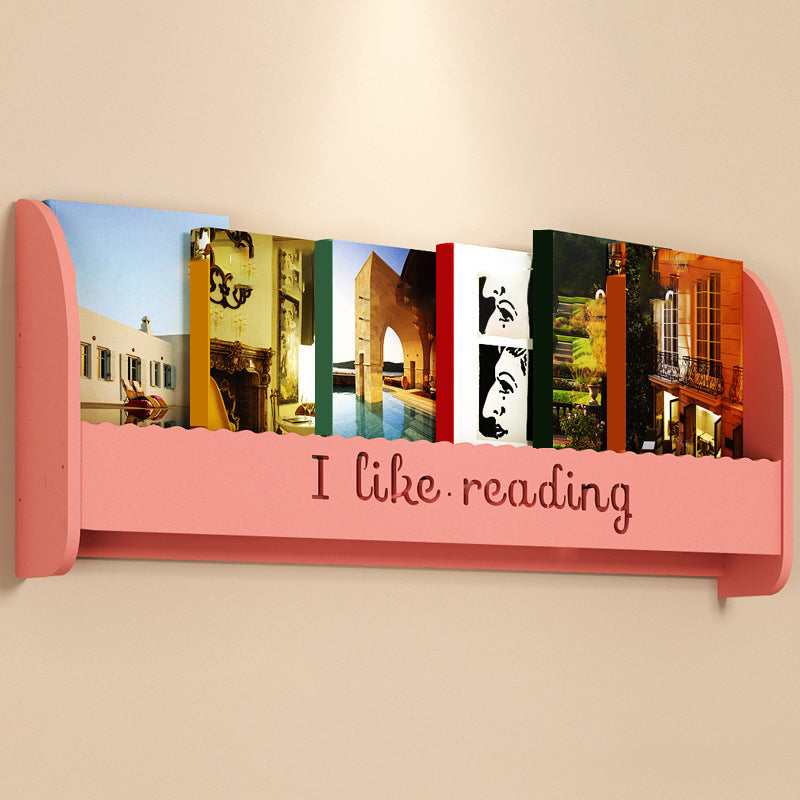 Modern Wall Mounted Bookcase Engineered Wood Bookshelf for Home Use 31.5"L x 4.3"W x 12.6"H Pink Clearhalo 'Bookcases' 'furn' 'furn_bookcases' 'Furniture' 'furniture_bookcases' 'Office Furniture' 4909635