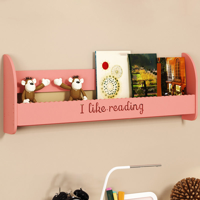 Modern Wall Mounted Bookcase Engineered Wood Bookshelf for Home Use 39.4"L x 4.3"W x 12.6"H Pink Clearhalo 'Bookcases' 'furn' 'furn_bookcases' 'Furniture' 'furniture_bookcases' 'Office Furniture' 4909637