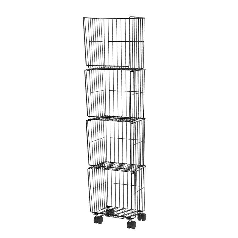 Modern Style Bookshelf Standard Closed Back Metal Bookcase for Home with Wheels 12.4"L x 9.4"W x 52.8"H Black Clearhalo 'Bookcases' 'furn' 'furn_bookcases' 'Furniture' 'furniture_bookcases' 'Office Furniture' 4909692