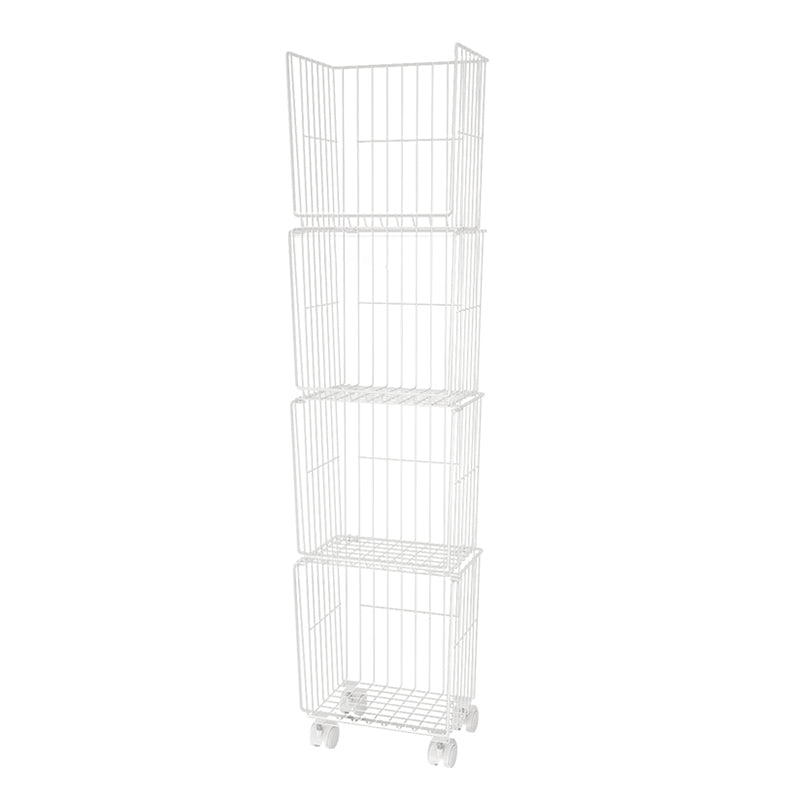 Modern Style Bookshelf Standard Closed Back Metal Bookcase for Home with Wheels 12.4"L x 9.4"W x 52.8"H White Clearhalo 'Bookcases' 'furn' 'furn_bookcases' 'Furniture' 'furniture_bookcases' 'Office Furniture' 4909699