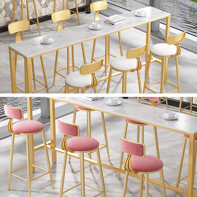 Nordic Glam Style Bar Table 42-inch Height Metal Base Bistro Table for Living Room Clearhalo 'Bar Furniture' 'Bar Tables' 'bar_tables' 'furn' 'furn_bar_tables' 'Furniture' 'furniture_bar_tables' 'Kitchen & Dining Furniture' 4909732