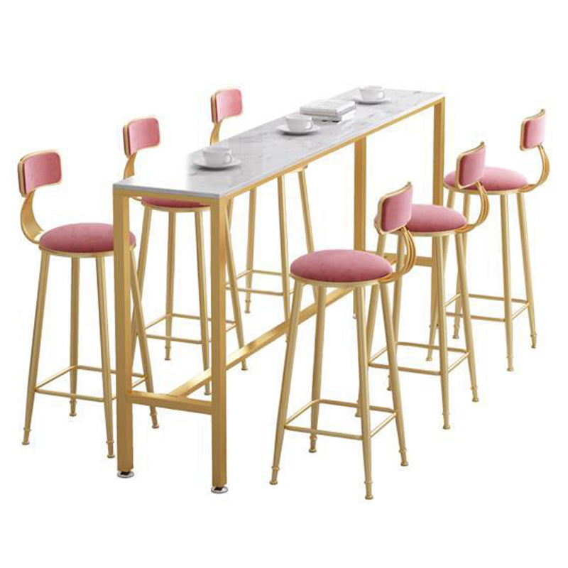 Nordic Glam Style Bar Table 42-inch Height Metal Base Bistro Table for Living Room Clearhalo 'Bar Furniture' 'Bar Tables' 'bar_tables' 'furn' 'furn_bar_tables' 'Furniture' 'furniture_bar_tables' 'Kitchen & Dining Furniture' 4909734