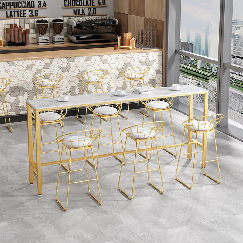 Nordic Glam Style Bar Table 42-inch Height Metal Base Bistro Table for Living Room Clearhalo 'Bar Furniture' 'Bar Tables' 'bar_tables' 'furn' 'furn_bar_tables' 'Furniture' 'furniture_bar_tables' 'Kitchen & Dining Furniture' 4909736