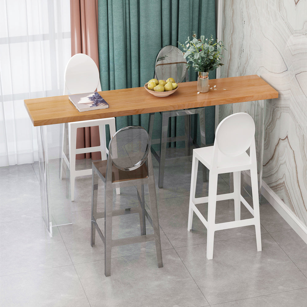 Restaurant Rectangle Wood Top Counter Table Acrylic Base Modern Bar Table Natural Without Chairs Clearhalo 'Bar Furniture' 'Bar Tables' 'bar_tables' 'furn' 'furn_bar_tables' 'Furniture' 'furniture_bar_tables' 'Kitchen & Dining Furniture' 4909748