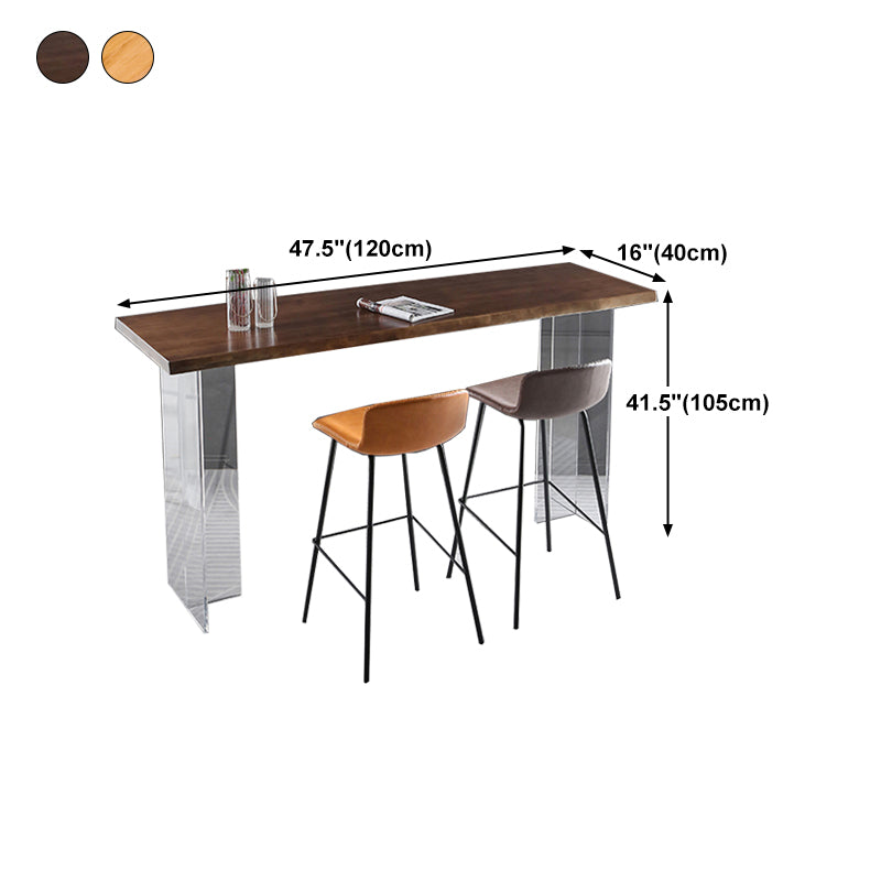 Restaurant Rectangle Wood Top Counter Table Acrylic Base Modern Bar Table Clearhalo 'Bar Furniture' 'Bar Tables' 'bar_tables' 'furn' 'furn_bar_tables' 'Furniture' 'furniture_bar_tables' 'Kitchen & Dining Furniture' 4909753