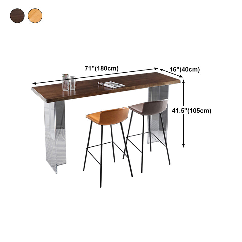Restaurant Rectangle Wood Top Counter Table Acrylic Base Modern Bar Table Clearhalo 'Bar Furniture' 'Bar Tables' 'bar_tables' 'furn' 'furn_bar_tables' 'Furniture' 'furniture_bar_tables' 'Kitchen & Dining Furniture' 4909756