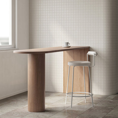 Pine Wood Bar Dining Table Modern Oval Bar Table with Double Pedestal for Dining Room Brown Without Chairs Clearhalo 'Bar Furniture' 'Bar Tables' 'bar_tables' 'furn' 'furn_bar_tables' 'Furniture' 'furniture_bar_tables' 'Kitchen & Dining Furniture' 4909761