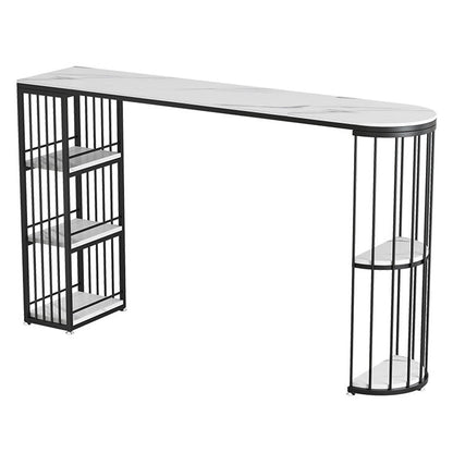 Glam Style Bar Table Artificial Stone Top 42-inch Height Pub Table for Dining Room Black White Without Chairs Clearhalo 'Bar Furniture' 'Bar Tables' 'bar_tables' 'furn' 'furn_bar_tables' 'Furniture' 'furniture_bar_tables' 'Kitchen & Dining Furniture' 4909777