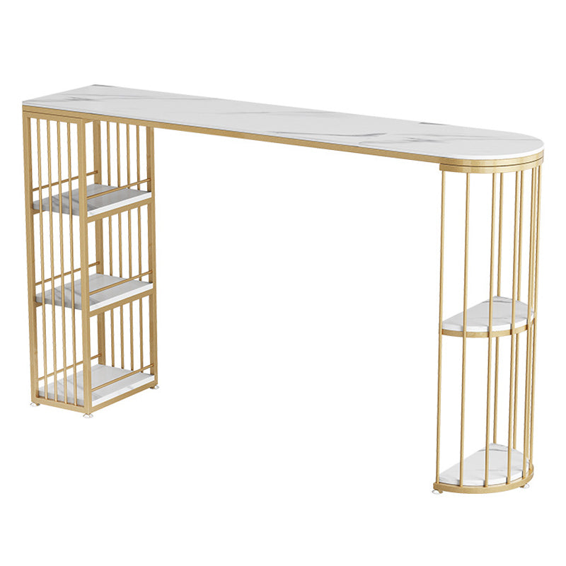 Glam Style Bar Table Artificial Stone Top 42-inch Height Pub Table for Dining Room White-Gold Without Chairs Clearhalo 'Bar Furniture' 'Bar Tables' 'bar_tables' 'furn' 'furn_bar_tables' 'Furniture' 'furniture_bar_tables' 'Kitchen & Dining Furniture' 4909782