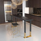 Kitchen Rectangle Wood Top Counter Table Gold Legs Glam Style Bar Table 78.7"L x 15.7"W x 41.3"H Without Chairs Clearhalo 'Bar Furniture' 'Bar Tables' 'bar_tables' 'furn' 'furn_bar_tables' 'Furniture' 'furniture_bar_tables' 'Kitchen & Dining Furniture' 4909805