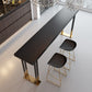 Kitchen Rectangle Wood Top Counter Table Gold Legs Glam Style Bar Table 70.9"L x 15.7"W x 41.3"H Without Chairs Clearhalo 'Bar Furniture' 'Bar Tables' 'bar_tables' 'furn' 'furn_bar_tables' 'Furniture' 'furniture_bar_tables' 'Kitchen & Dining Furniture' 4909806