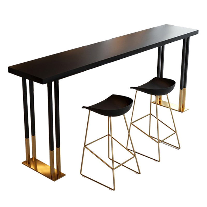 Kitchen Rectangle Wood Top Counter Table Gold Legs Glam Style Bar Table Without Chairs Clearhalo 'Bar Furniture' 'Bar Tables' 'bar_tables' 'furn' 'furn_bar_tables' 'Furniture' 'furniture_bar_tables' 'Kitchen & Dining Furniture' 4909807