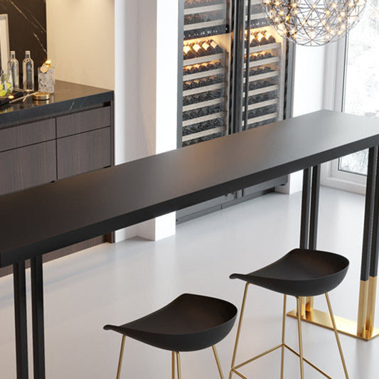 Kitchen Rectangle Wood Top Counter Table Gold Legs Glam Style Bar Table Clearhalo 'Bar Furniture' 'Bar Tables' 'bar_tables' 'furn' 'furn_bar_tables' 'Furniture' 'furniture_bar_tables' 'Kitchen & Dining Furniture' 4909809