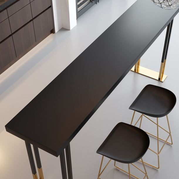 Kitchen Rectangle Wood Top Counter Table Gold Legs Glam Style Bar Table Clearhalo 'Bar Furniture' 'Bar Tables' 'bar_tables' 'furn' 'furn_bar_tables' 'Furniture' 'furniture_bar_tables' 'Kitchen & Dining Furniture' 4909811