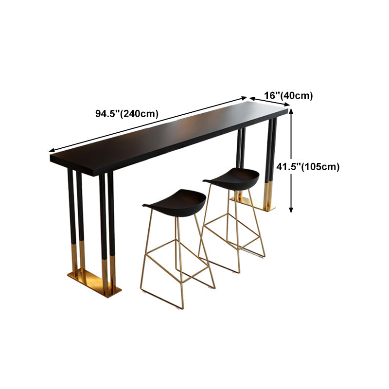 Kitchen Rectangle Wood Top Counter Table Gold Legs Glam Style Bar Table Clearhalo 'Bar Furniture' 'Bar Tables' 'bar_tables' 'furn' 'furn_bar_tables' 'Furniture' 'furniture_bar_tables' 'Kitchen & Dining Furniture' 4909818