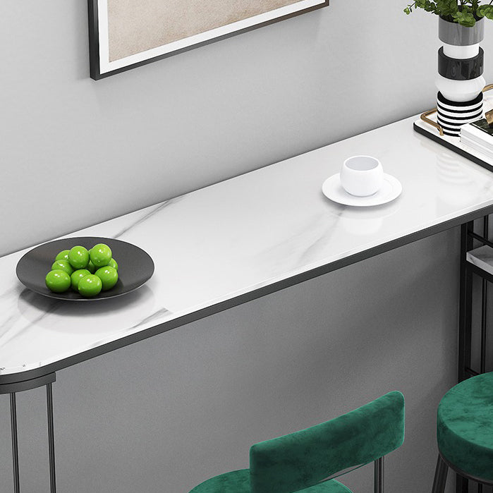 Glam Style Bar Table Stone Top Metal Base Pub Table with Shelf for Living Room Clearhalo 'Bar Furniture' 'Bar Tables' 'bar_tables' 'furn' 'furn_bar_tables' 'Furniture' 'furniture_bar_tables' 'Kitchen & Dining Furniture' 4909844