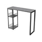 Industrial Black Iron Bar Dining Table with Stone Top Rectangle Indoor Bistro Table 55.1"L x 15.7"W x 41.3"H Gray Without Chairs Clearhalo 'Bar Furniture' 'Bar Tables' 'bar_tables' 'furn' 'furn_bar_tables' 'Furniture' 'furniture_bar_tables' 'Kitchen & Dining Furniture' 4909856