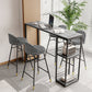 Industrial Black Iron Bar Dining Table with Stone Top Rectangle Indoor Bistro Table 47.2"L x 15.7"W x 41.3"H Gray Without Chairs Clearhalo 'Bar Furniture' 'Bar Tables' 'bar_tables' 'furn' 'furn_bar_tables' 'Furniture' 'furniture_bar_tables' 'Kitchen & Dining Furniture' 4909857