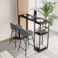 Industrial Black Iron Bar Dining Table with Stone Top Rectangle Indoor Bistro Table 55.1"L x 15.7"W x 41.3"H Black Without Chairs Clearhalo 'Bar Furniture' 'Bar Tables' 'bar_tables' 'furn' 'furn_bar_tables' 'Furniture' 'furniture_bar_tables' 'Kitchen & Dining Furniture' 4909859