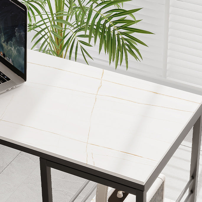 Industrial Black Iron Bar Dining Table with Stone Top Rectangle Indoor Bistro Table Clearhalo 'Bar Furniture' 'Bar Tables' 'bar_tables' 'furn' 'furn_bar_tables' 'Furniture' 'furniture_bar_tables' 'Kitchen & Dining Furniture' 4909863