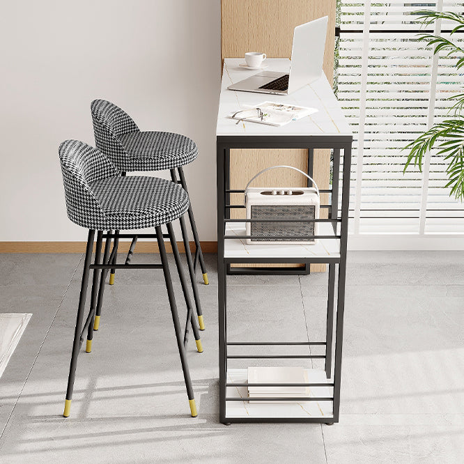 Industrial Black Iron Bar Dining Table with Stone Top Rectangle Indoor Bistro Table Clearhalo 'Bar Furniture' 'Bar Tables' 'bar_tables' 'furn' 'furn_bar_tables' 'Furniture' 'furniture_bar_tables' 'Kitchen & Dining Furniture' 4909864