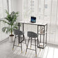Industrial Black Iron Bar Dining Table with Stone Top Rectangle Indoor Bistro Table Clearhalo 'Bar Furniture' 'Bar Tables' 'bar_tables' 'furn' 'furn_bar_tables' 'Furniture' 'furniture_bar_tables' 'Kitchen & Dining Furniture' 4909866