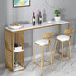 Glam Iron Bar Dining Table with Faux Marble Top Indoor Bistro Table with Shelf Clearhalo 'Bar Furniture' 'Bar Tables' 'bar_tables' 'furn' 'furn_bar_tables' 'Furniture' 'furniture_bar_tables' 'Kitchen & Dining Furniture' 4909879