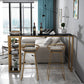 Glam Iron Bar Dining Table with Faux Marble Top Indoor Bistro Table with Shelf Clearhalo 'Bar Furniture' 'Bar Tables' 'bar_tables' 'furn' 'furn_bar_tables' 'Furniture' 'furniture_bar_tables' 'Kitchen & Dining Furniture' 4909880