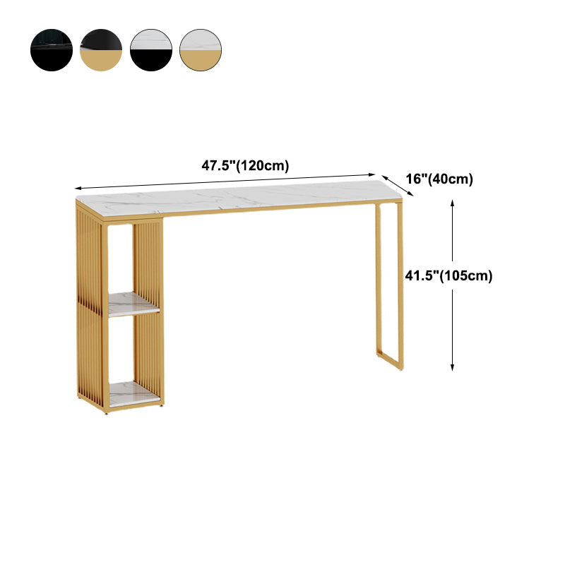 Glam Iron Bar Dining Table with Faux Marble Top Indoor Bistro Table with Shelf Clearhalo 'Bar Furniture' 'Bar Tables' 'bar_tables' 'furn' 'furn_bar_tables' 'Furniture' 'furniture_bar_tables' 'Kitchen & Dining Furniture' 4909882