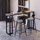 Industrial Black Iron Bar Dining Table with Grey Stone Rectangle Indoor Bistro Table 55.1"L x 15.7"W x 41.3"H Without Chairs Clearhalo 'Bar Furniture' 'Bar Tables' 'bar_tables' 'furn' 'furn_bar_tables' 'Furniture' 'furniture_bar_tables' 'Kitchen & Dining Furniture' 4909887