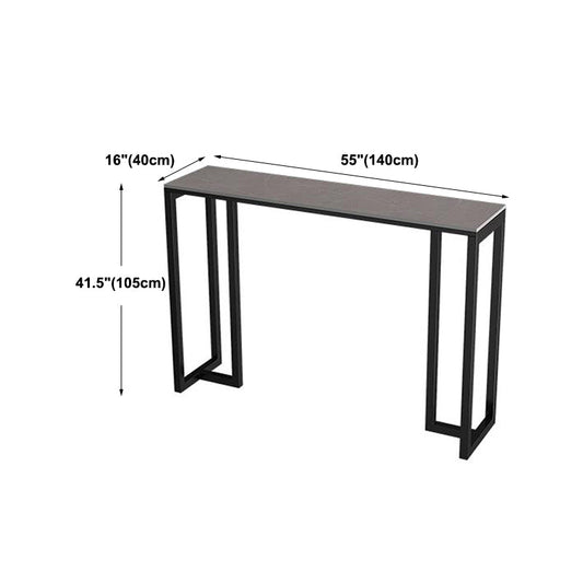 Industrial Black Iron Bar Dining Table with Grey Stone Rectangle Indoor Bistro Table Clearhalo 'Bar Furniture' 'Bar Tables' 'bar_tables' 'furn' 'furn_bar_tables' 'Furniture' 'furniture_bar_tables' 'Kitchen & Dining Furniture' 4909902