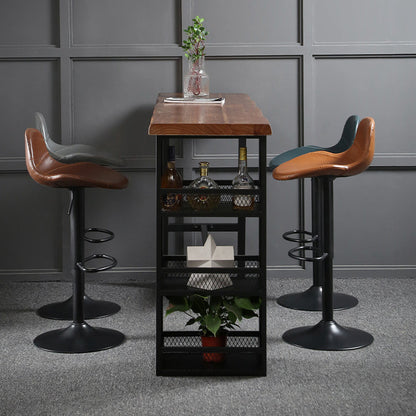 Modern Black Iron Bar Dining Table Rectangle Wood Indoor Bistro Table with Footrest 47.2"L x 19.7"W x 41.3"H Without Chairs Clearhalo 'Bar Furniture' 'Bar Tables' 'bar_tables' 'furn' 'furn_bar_tables' 'Furniture' 'furniture_bar_tables' 'Kitchen & Dining Furniture' 4909908