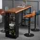 Modern Black Iron Bar Dining Table Rectangle Wood Indoor Bistro Table with Footrest Clearhalo 'Bar Furniture' 'Bar Tables' 'bar_tables' 'furn' 'furn_bar_tables' 'Furniture' 'furniture_bar_tables' 'Kitchen & Dining Furniture' 4909914