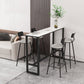 Modern Rectangle Iron Bar Dining Table Stone Top Indoor Bistro Table with Footrest 70.9"L x 15.7"W x 41.3"H White-Black Without Chairs Clearhalo 'Bar Furniture' 'Bar Tables' 'bar_tables' 'furn' 'furn_bar_tables' 'Furniture' 'furniture_bar_tables' 'Kitchen & Dining Furniture' 4909926