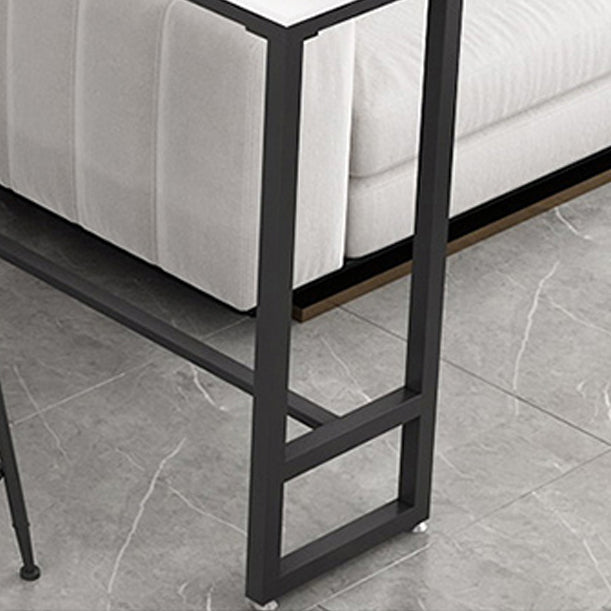 Modern Rectangle Iron Bar Dining Table Stone Top Indoor Bistro Table with Footrest Clearhalo 'Bar Furniture' 'Bar Tables' 'bar_tables' 'furn' 'furn_bar_tables' 'Furniture' 'furniture_bar_tables' 'Kitchen & Dining Furniture' 4909930
