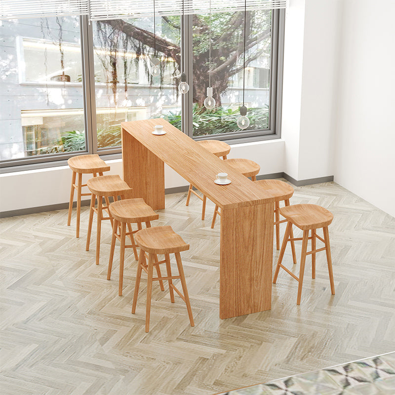 Modern Pine Wood Bar Dining Table Rectangle Indoor Bistro Table with Shelf 78.7"L x 15.7"W x 41.3"H Without Chairs Clearhalo 'Bar Furniture' 'Bar Tables' 'bar_tables' 'furn' 'furn_bar_tables' 'Furniture' 'furniture_bar_tables' 'Kitchen & Dining Furniture' 4909941