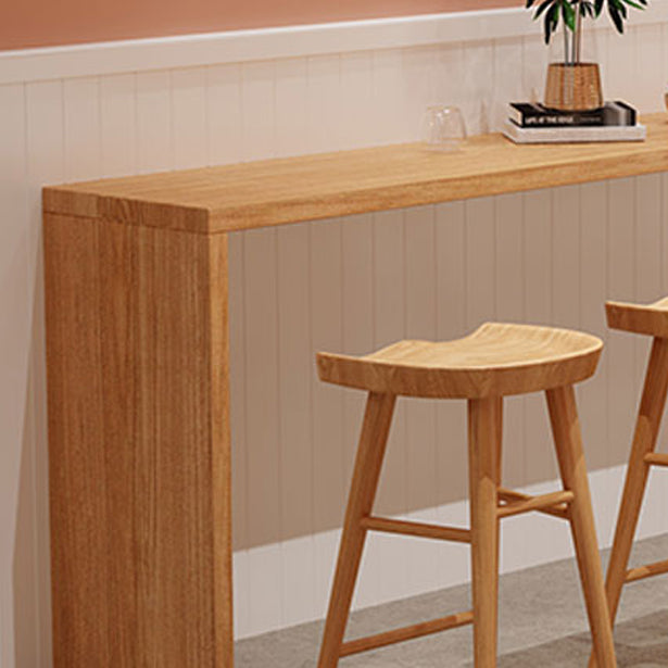 Modern Pine Wood Bar Dining Table Rectangle Indoor Bistro Table with Shelf Clearhalo 'Bar Furniture' 'Bar Tables' 'bar_tables' 'furn' 'furn_bar_tables' 'Furniture' 'furniture_bar_tables' 'Kitchen & Dining Furniture' 4909944