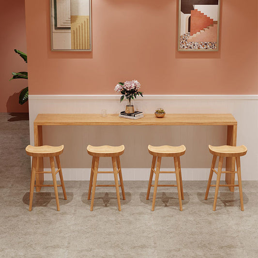 Modern Pine Wood Bar Dining Table Rectangle Indoor Bistro Table with Shelf Clearhalo 'Bar Furniture' 'Bar Tables' 'bar_tables' 'furn' 'furn_bar_tables' 'Furniture' 'furniture_bar_tables' 'Kitchen & Dining Furniture' 4909947