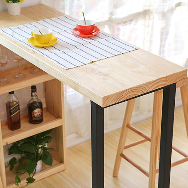Industrial Pine Wood Bar Dining Table Rectangle Indoor Bistro Table with Shelf Clearhalo 'Bar Furniture' 'Bar Tables' 'bar_tables' 'furn' 'furn_bar_tables' 'Furniture' 'furniture_bar_tables' 'Kitchen & Dining Furniture' 4909963