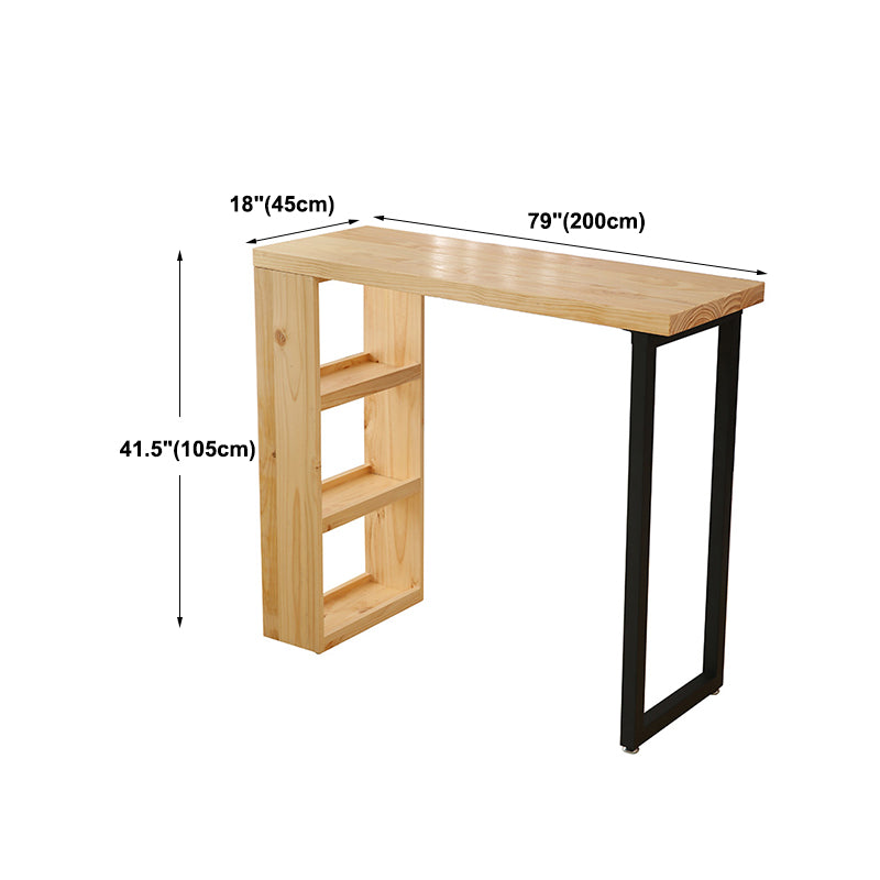 Industrial Pine Wood Bar Dining Table Rectangle Indoor Bistro Table with Shelf Clearhalo 'Bar Furniture' 'Bar Tables' 'bar_tables' 'furn' 'furn_bar_tables' 'Furniture' 'furniture_bar_tables' 'Kitchen & Dining Furniture' 4909973